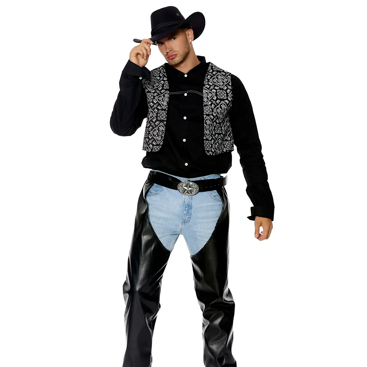 Forplay Women's Halloween Lets Ride 4-Piece Men's Cowboy Costume