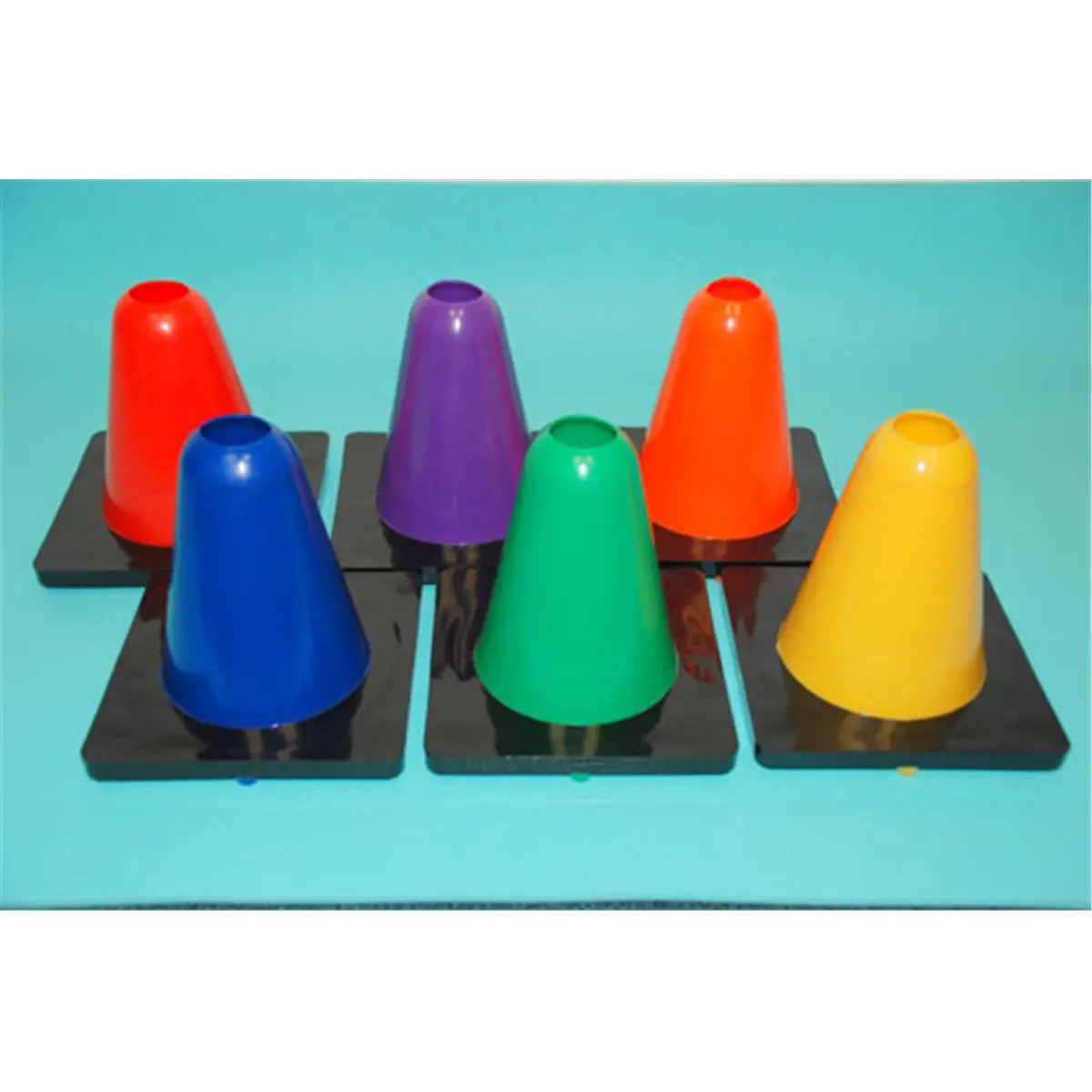 212 MAIN 6-Inch Vinyl Cone with Square Base - Set of 6, High-Visibility Colorful Indoor/Outdoor Sports & Fitness Training Accessory for Targets, Game Borders