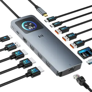 USB C Docking Station 3 HDMI, Selore 13-in-1 Laptop Docking Station with Triple 4K HDMI,  Display, 2.5G Ethernet, 100W PD, 10Gbps USB A/C 3.1, SD/microSD Card Reader for // Laptops