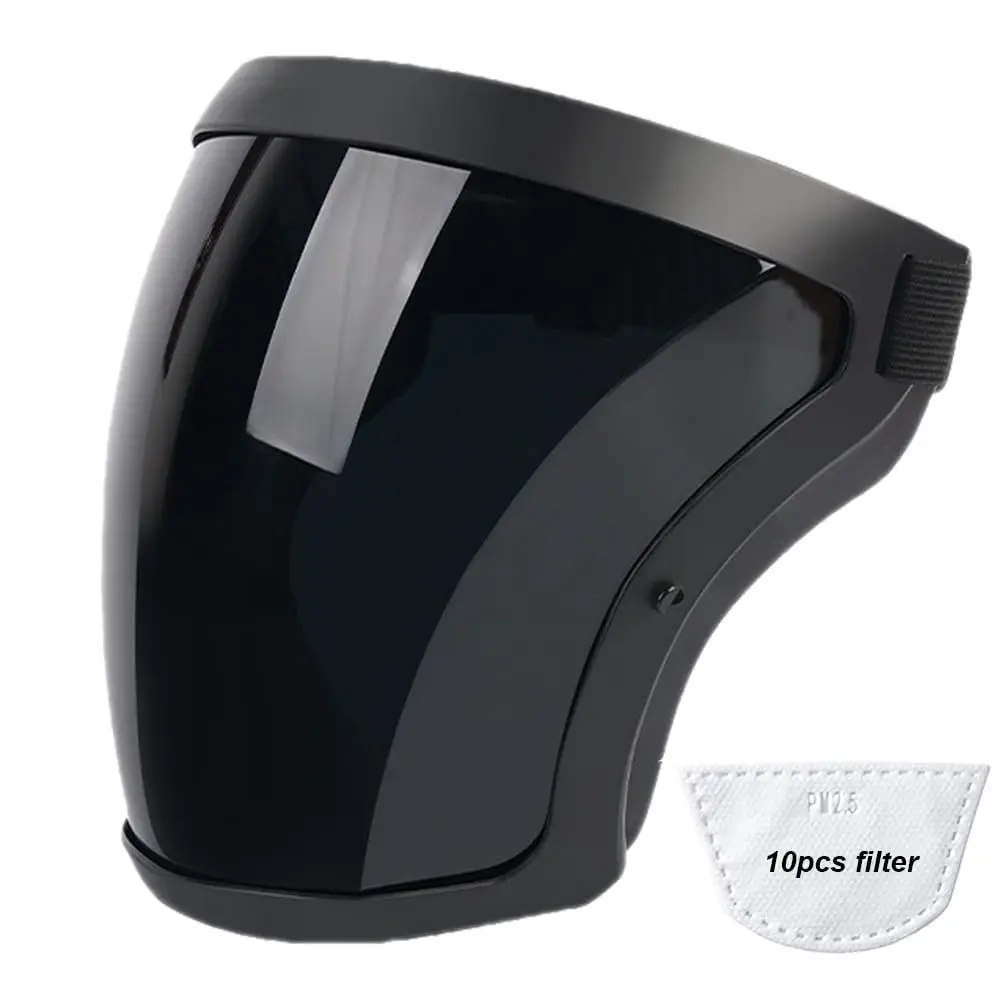 High Definition Reusable Plastic Full Face Shield, Dustproof Safety Mask, Anti-Dust Face Cover, Protective Visor for Work (Dark Grey), Anti-Dust Face Masks