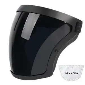 High Definition Plastic Face Shield Mask - Reusable Work Full Face Shield Dust Mask (Dark Grey)