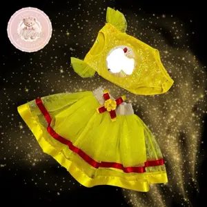 Hermosa Tutu Set - Yellow Glitter Romper with Matching Tutu Skirt  Fashion Wear