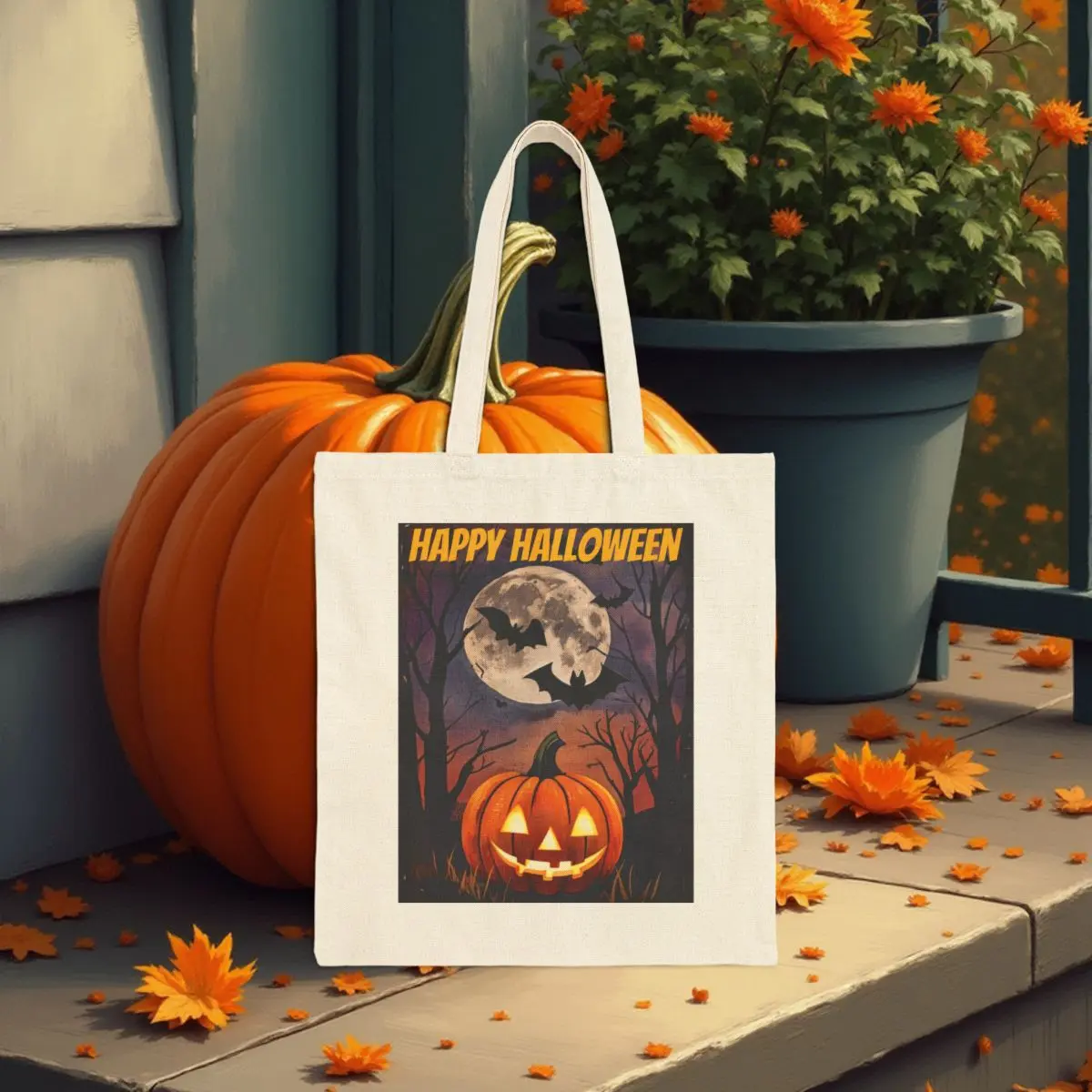 Halloween Pumpkin Tote Bag, Trick or Treat Candy Bag, Personalized, Spooky Tote, Halloween Party