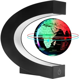 Magnetic Levitation Floating Rotating World Globe with Colored Lamp & Touch Switch, Cool Home Office Decor Unique Gift for Kids Teens Men, Desk Tech Gadget Toy