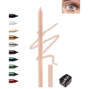 Nude Waterline Eyeliner Gel Pencil,Peach Eyeliner Waterline Waterproof Smudge-Proof, Long Stay Eye Liner Brightener Pen with Sharpener, Safe for Sensitive Eyes, Soft Cream Rich Color Eye Makeup Pen-03