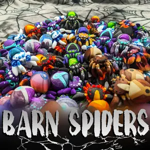 Barn Spider - Articulated 3D Print Multicolor Fidget, Fun Desk Buddy, Pocket Pet, Unique Gift, Colorful, Small, Little, Creepy, Cute, Gem
