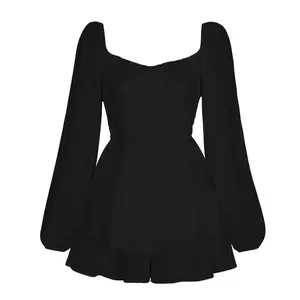 Women's Ruffle Self Tie Romper - Perfect for Western& Womenswear Black Cute  pan No.281 Overalls Suits