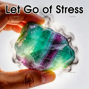 MIRGREE Natural Rainbow Fluorite Meditation Set, Find Inner Peace & Wisdom, Crystal Stone with Velvet Pouch & Meaning Card for Yoga Reiki, Beautiful Spiritual Home Decoration