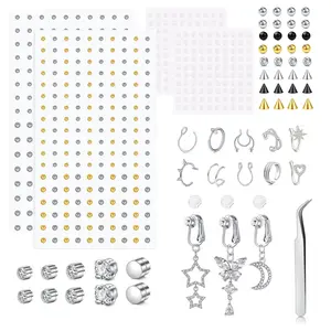 Ultimate Faux Piercing Kit (Non-Pierced) - Magnetic Nose Rings, Clip-on Ear Cuffs & Belly Gems | Pain-Free Full Body Jewelry Set for Gen Z & Festivals