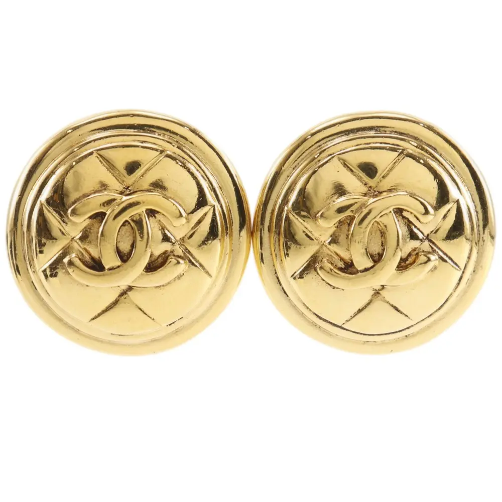 Pre-owned CHANEL Other Small Leather Goods Coco Mark Matelasse Earrings