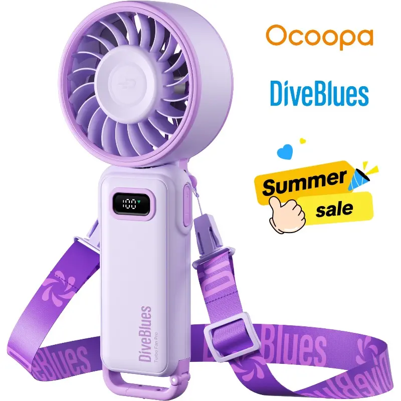 Ocoopa&DiveBlues Portable Fan D6036 Rechargeable 15 Hours Battery Operated 100 Gear Speed Strong Airflow Handheld Fan For Summer Travel Outdoor Use Activities Beach Indoor Office Desk Concerts Multifunctional Fans memorialday summerwins Lightweight