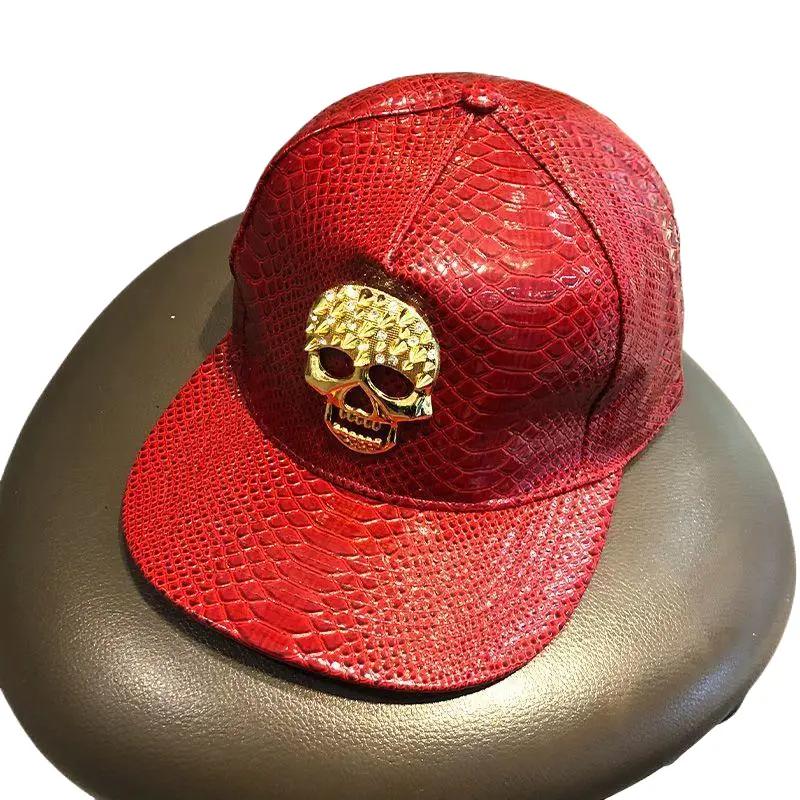 Hip Hop Hat Flat-Brimmed Rock Cap Adjustable Snapback for Men Women PU Leather Cotton Blend Diamond-Encrusted Dollar Pattern Stylish Trucker Cap