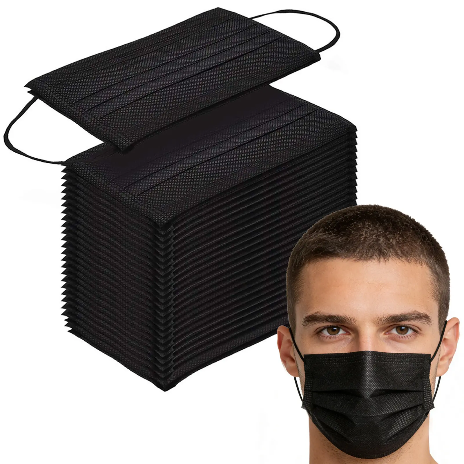 Black Disposable Face Masks - 100 Count - Comfortable & Breathable - Ideal for Daily Use - Perfect for Home & Office