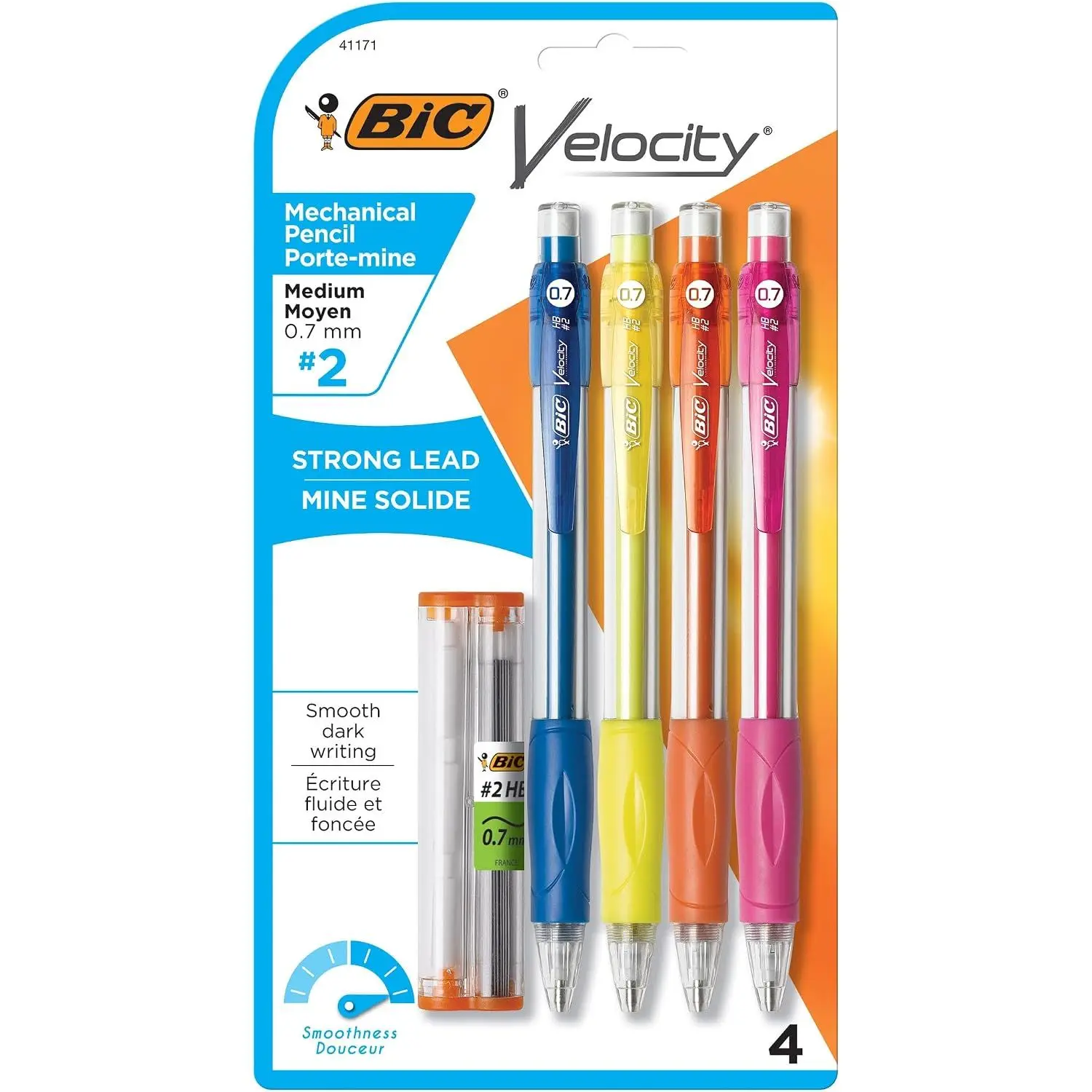 BIC Velocity Mechanical Pencils, Colorful Barrel, Medium Point, 4-Count