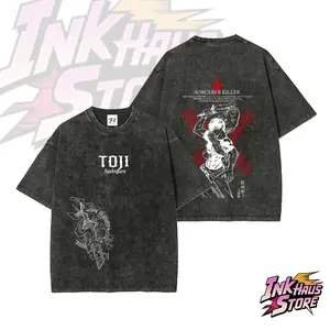 Toji Fushiguro Tee Washed -Jujutsu Kaisen:Execution The Shibuva lncident x Culling --Short Sleeve Cotton Unisex Retro wash Tee