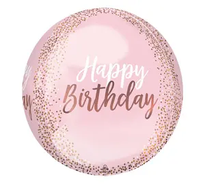 Blush Birthday Orbz Mylar 15" pos