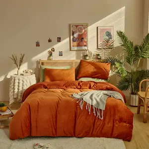 Burnt Orange Comforter Full Size Velvet, 3 Piece Rust Bedding Sets Full Comfy Soft Terracotta Fuzzy Flannel Bed Set Girls Boys Warm Fall Winter Caramel Plush Blanket Full