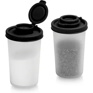 2-Piece Salt & Pepper Shakers Set, Lid Design, Moisture-Proof Plastic Container, Transparent Holes for Easy Dispensing, Ideal for Camping Picnics Outdoor Kitchens