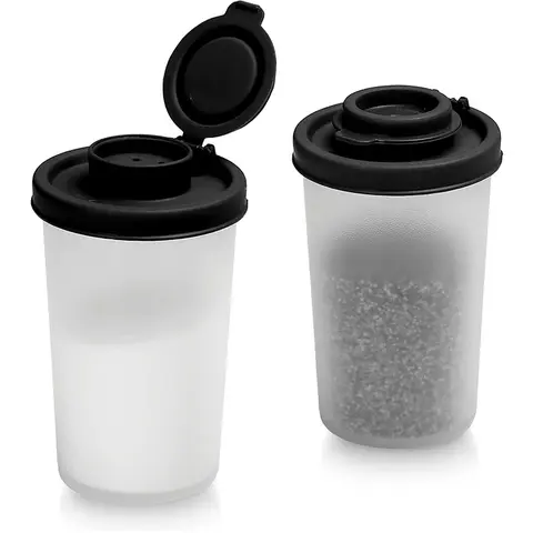 2-Piece Salt & Pepper Shakers Set, Lid Design, Moisture-Proof Plastic Container, Transparent Holes for Easy Dispensing, Kitchenware, Ideal for Camping Picnics Outdoor Kitchens