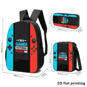 Gamer Character-Themed Casual Functional Gender Neutral Backpacks (1pc/2pcs/3pcs) - Shoulder & Storage Bags with "I'M A GAMER NOTHING SCARES ME" Slogan, Trendy Personalized for Daily Commute & Travel, Casual Backpacks