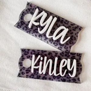 Clear leopard St@nley Quencher H2.0 acrylic name plate