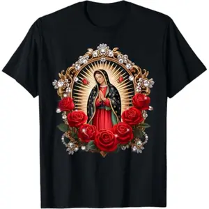 Our Lady Guadalupe Saint Virgin Mary in Roses Flowers T-Shirt