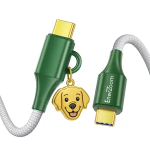 Pet Companion Charging Cable, 240W PD Fast Charging USB C to USB C Cable with Adorable Pet Character Design Premium Zinc Alloy Connector Smart E-Marker Chip Cute Desk Setup Accessory Collectible Gift for Cat Lovers Dog Lovers and Pet Owners usb-c data