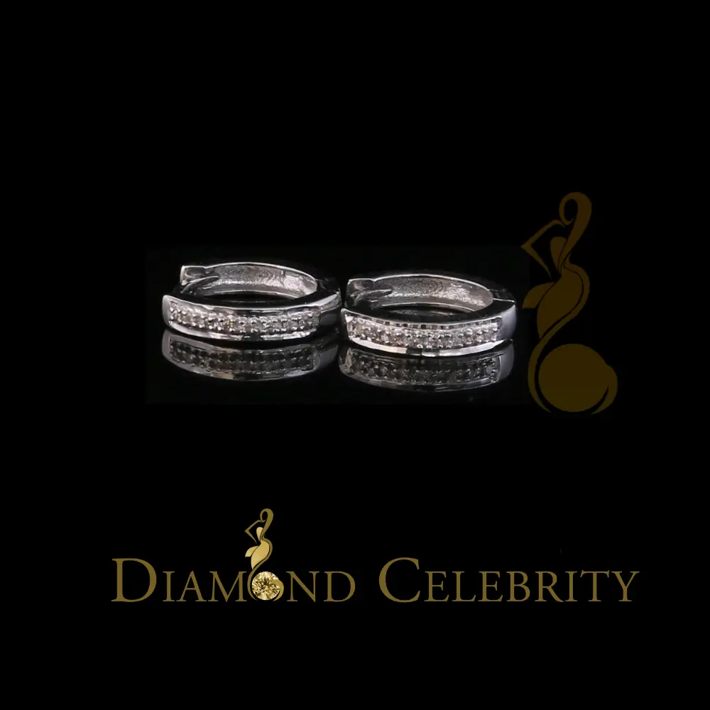 Diamond Celebrity's 0.07ct Diamond 925 Sterling Silver White Hoop Stud Earrings For Men's / Women's