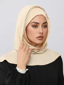 1pc Dual-Layer Sun Protection Hijab, Boho Style Muslim Headscarf, UV Protection Fashion Accessory, Soft Fabric, All Seasons