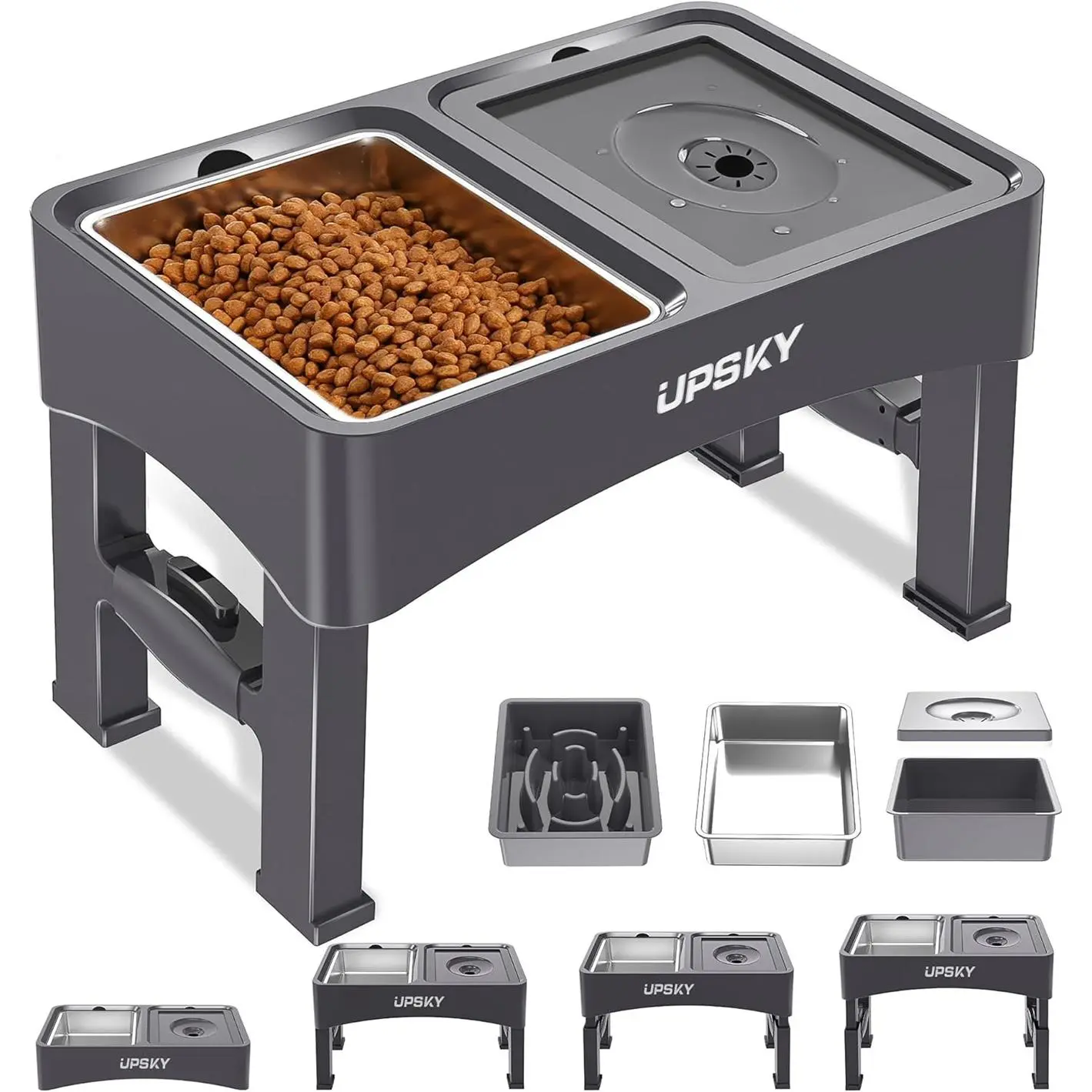 Upgrade Gray3(Slow feeder+Stainless bowl+No spill 