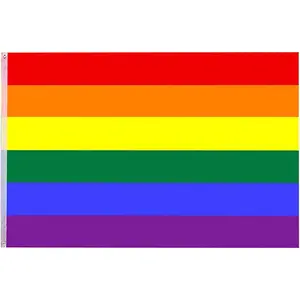 Rainbow Flag, Gay Pride Flags 3 x 5 Foot 100% Polyester Silk Printed, Bright and Vivid Colors, UV Fade Resistant Lesbian LGBT Flag Gay Parade Flags with Two Brass Grommets Banners Christmas Light Decoration
