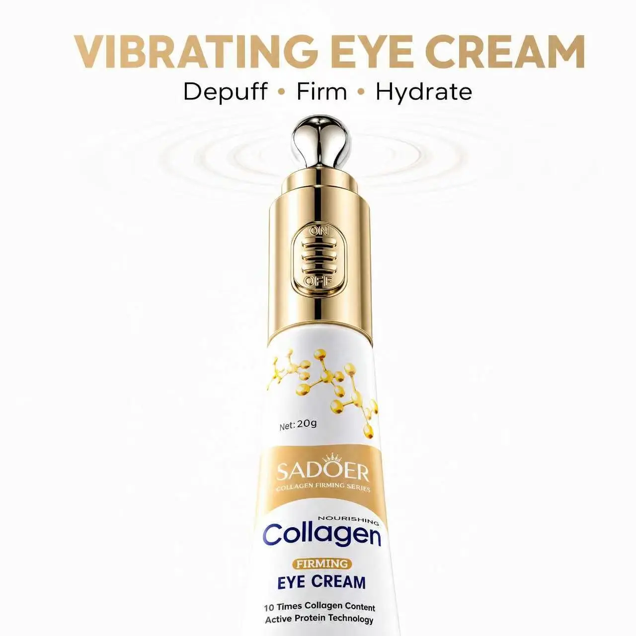 Dark Circles Don't Stand a Chance! Electric Vibrating Eye Cream with Cooling Massage Head, Helps Smooth Fine Lines and Refresh Under-Eye Skin, Collagen Eye Treatments, Dark Circle Care