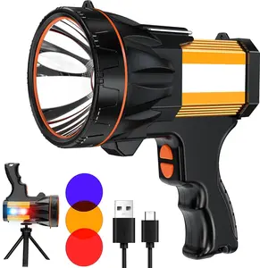 8 Modes 1000000LM Spotlight Energy Saving Function, 60 Hour Standby Time LED Flashlight, 360° Adjustable Tripod and IPX68 Waterproof for Camping Hunting Emergency Walking