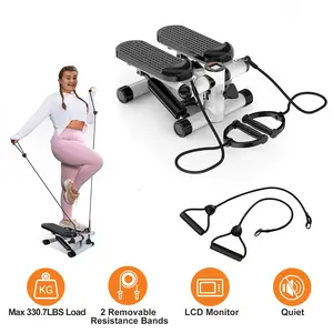 Exercise  Stepper for Women Mini Fitness Stepper with 2 Resistance Bands LCD Monitor Max 330.7LBS Load Stair Stepper Quiet Stepper
