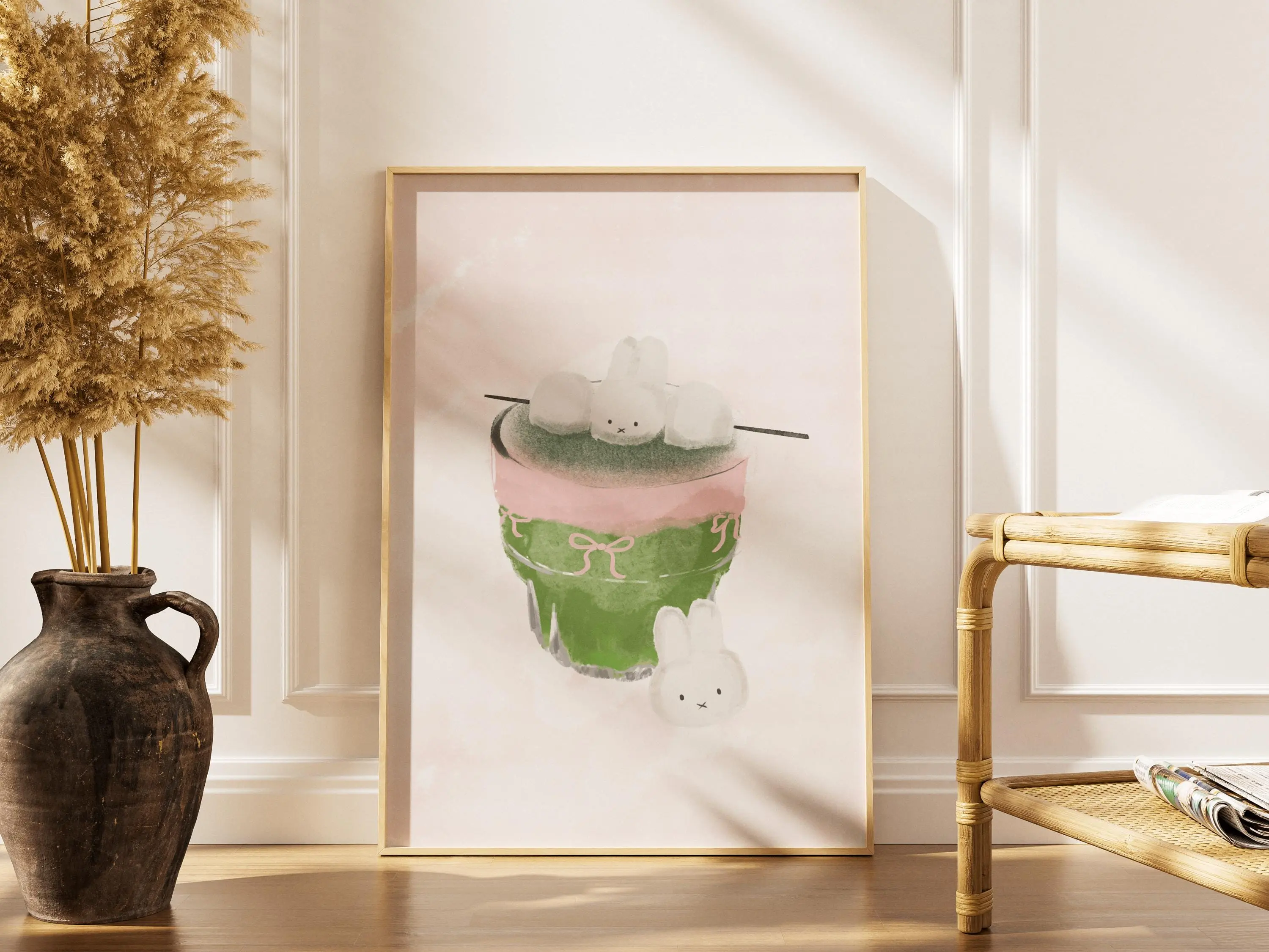 [SALE UP TO 40%][Unframe] MIFFY Matcha & Cookies Poster: Bunny Coquette Y2K Cute Cuddly Bedroom Wall Art Print