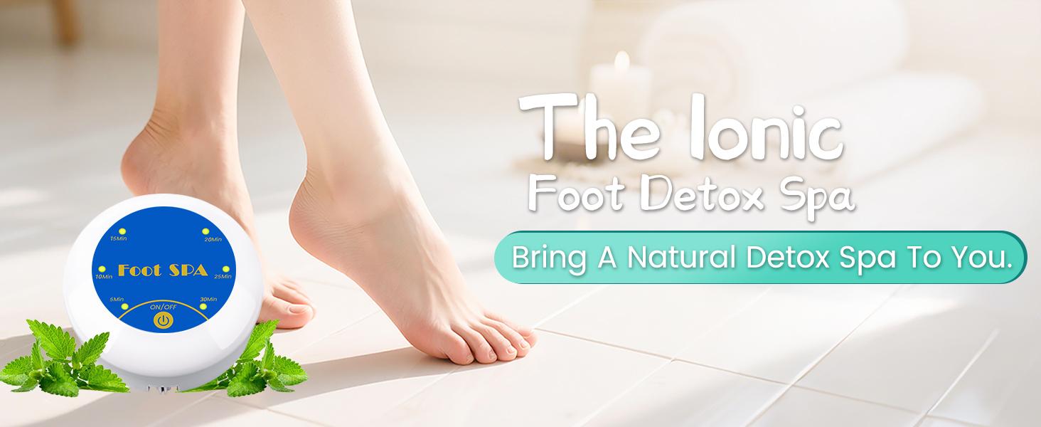 Portable Ionic Foot Bath Detox Machine - Plug-In Bathroom Relaxation Aid with Plug, 1-Touch Start, 30min Auto Shut Off, Smart Controller, Purified Water Function, Adjustable Massage, 4.33x2.36in, Any Basin Compatible Gift for Body Detox & Stress Relief