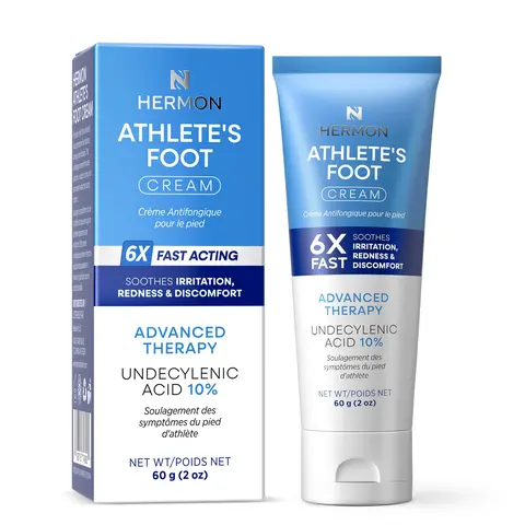 Hermon Extra Strength Antifungal Athlete's Foot Cream - Fungus Eliminator with Glycerin, Undecylenic Acid, Purified Water, Cracked Feet Care, Hydrate, Soothing Itch Relief for Adult Dry Skin