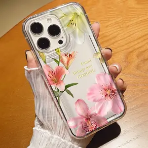 Transparent Tpu Phone Case with Flower Design, Creative Soft Mobile Protector for iPhone 13 Pro 14 15 Plus 17 Pro Max 16 Series for Samsung Galaxy