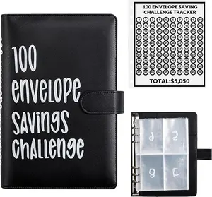 100 Envelopes Money Saving Challenge Binder to save $5,050, Savings Challenges Budget Book Binder with Cash Envelopes for Office,Home,School