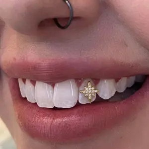Hexagram Zircon Tooth Accessory, Tooth Gems, Shiny Party Event Decor, Holiday Gift, Personalized Photo Prop, Bright and Eye-Catching Design