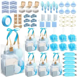 74pcs Baby Shower Prize Bundle - 12 Categories×6 Items + 1 Ribbon Roll + 1 Twine, Pink/Blue Theme Party Favors For Games & Weddings