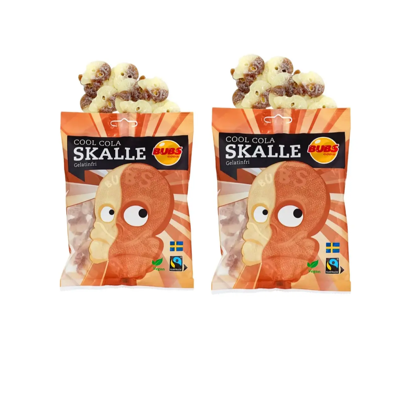 Bubs Godis Cool Cola Skalle 2 Pack Vegan Swedish Sour Candy 90g Gelatin-Free Snack Cola Flavor