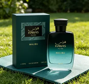 Hawas For Him Malibu Eau de Parfum for Men, 3.38 fl oz 100ML, Bright Coastal Fresh Masculine Fragrance, Crisp Tropical Clean Scent, Long Lasting Daily Arabian Perfume Spray, Perfect for Casual Wear & Men’s Gifting