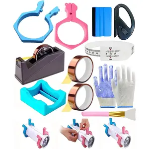 Sublimation Blanks Tumbler Clamp Tool, for 20 Oz Sublimation Blanks, Heat Resistant Gloves, Heat Tape Sublimation, Heat Tape Dispenser Sublimation Kit, Tumbler Clamp Clamp (Blue,Pink)