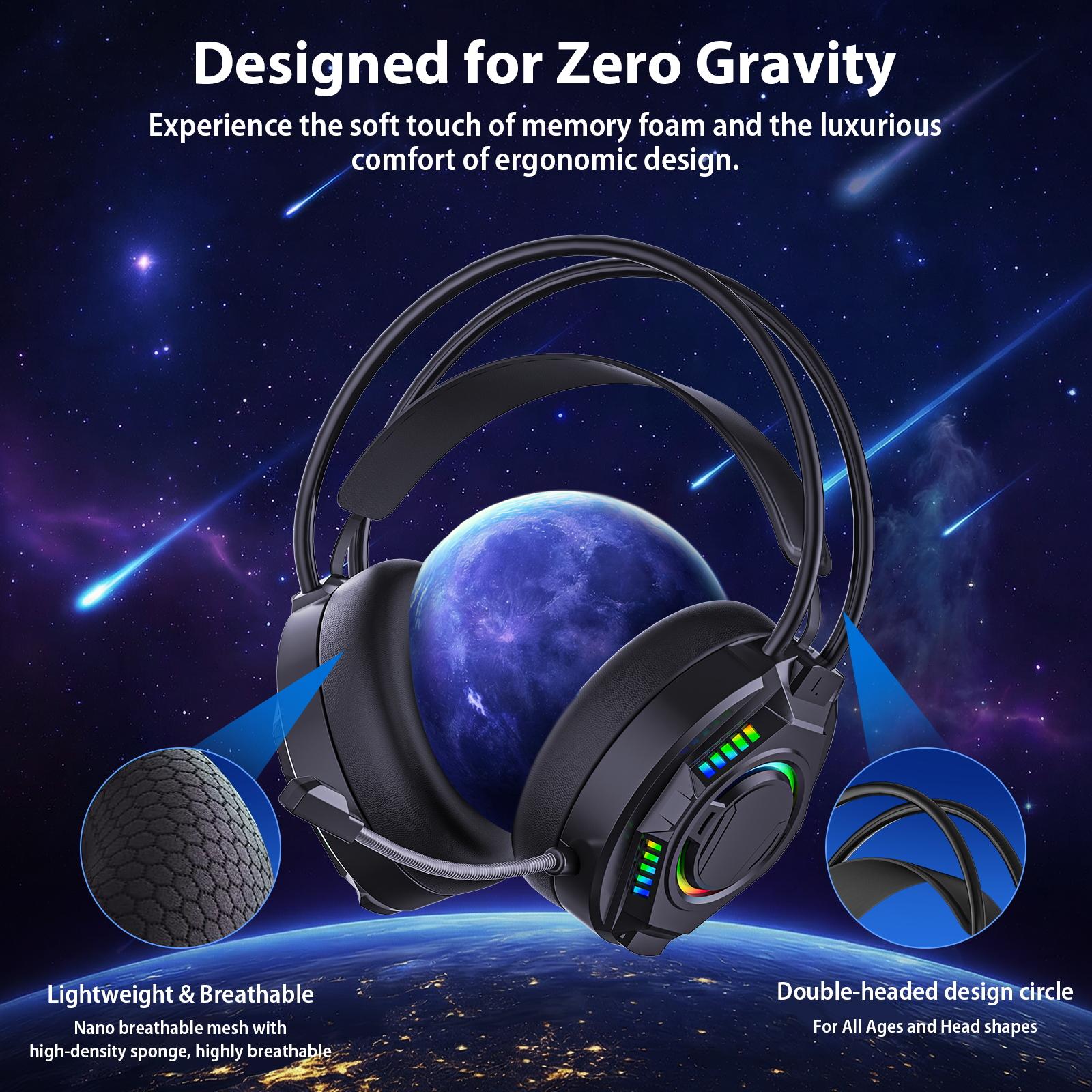 Stereo Surround Gaming Headset for PC, PS4, PS5, Xbox Series X/S Controller, Cell phone Headset with Noise Canceling Mic, LED Light Over Ear Headphones Stereo Surround Gaming Headset for PC, PS4, PS5, Xbox Series X/S Controller, Cell phone Headset with Noise Canceling Mic, LED Light Over Ear Headphones