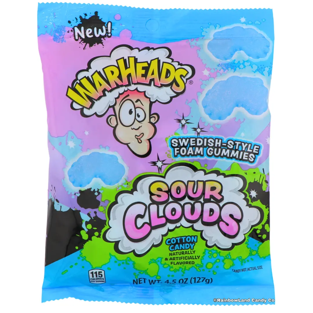 Warheads Sour Clouds Cotton Candy | Swedish-Style Foam Gummies | 4.5 oz