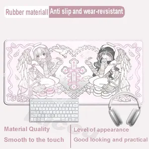 Cute Kawaii Anime Girl Desk Mat Laptop Large Pink Mousepad Gift Student Placemat Computer Keyboard Anti slip Pink Mouse Pad