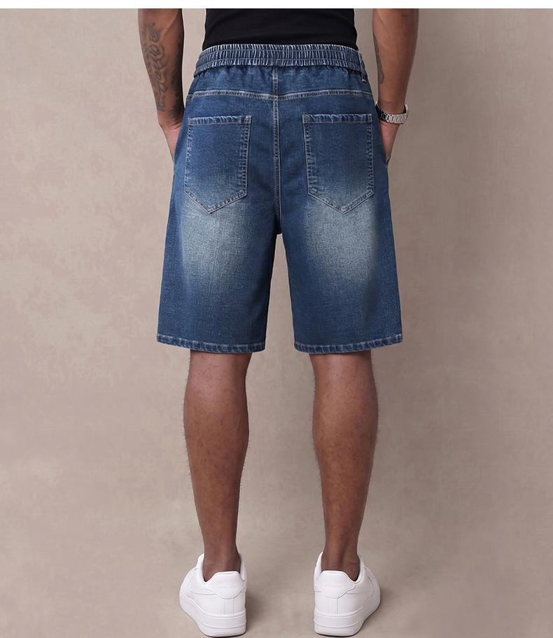 Men’s summer lightweight denim shorts — trendy short men’s pants, loose stretch mid-thigh denim shorts, classic street cotton everyday wear for men, elastic waistband drawstring denim shorts Men’s summer lightweight denim shorts — trendy short men’s pants, loose stretch mid-thigh denim shorts, classic street cotton everyday wear for men, elastic waistband drawstring denim shorts