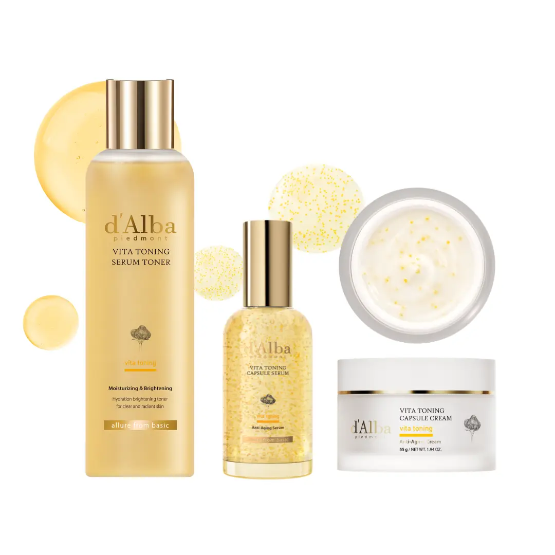 d'Alba VITA TONING 3点セット OFFICIAL d'Alba] [Set] Daily 3 Step Radiant Glow Full Skincare Set