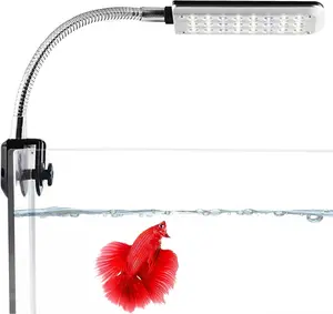 LED Aquarium Light for Fish Tank, 24 LEDs, White & Blue Adjustable 360 Flexible Metal Arm Small Aquarium LED Light for Nano Tank, Install on  &  Crate for , Kitten & Puppy Care